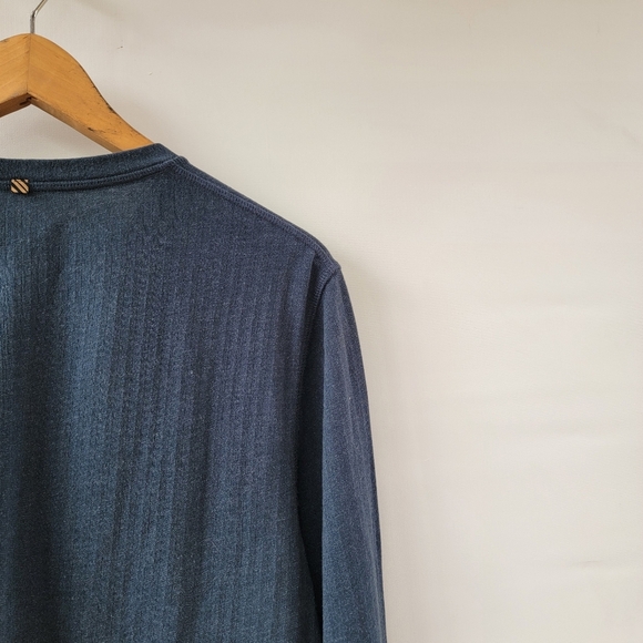 Billy Reid New True Navy Herringbone Terry Mens Size Medium Henley Neutral Shirt - Picture 12 of 15